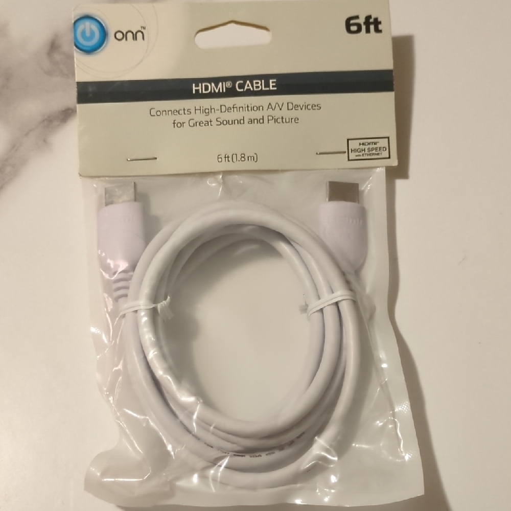 Onn White HDMI Cable 6ft